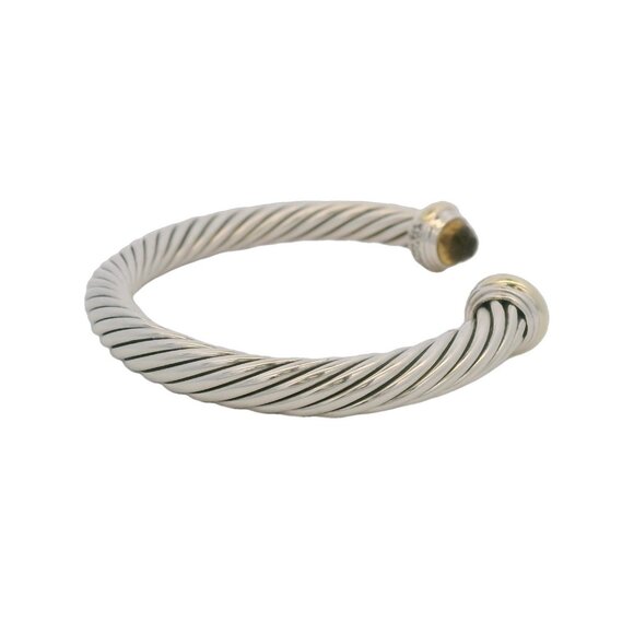 David Yurman 7mm 925 Silver 14kt Yellow Gold Classic Cable Bracelet Citrines - Picture 4 of 5